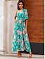 cheap Print Dresses-Print Belted Split Maxi Dress