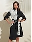preiswerte Print Dresses-Graphic Print Belted Knee Length Shirt Dress
