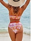 billige Sale-V Neck Quicksand Print Bikini Swimsuit
