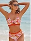 billige Sale-V Neck Quicksand Print Bikini Swimsuit