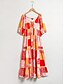 billige Print Dresses-Elegant Print V Neck Midi Dress