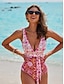 billige One-pieces-Floral Print V Neck Knotted Swimsuit