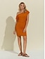 abordables Vestidos casuales-Casual Drop Shoulder Knee Length Dress