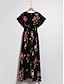 cheap Sale-Floral V Neck Flounced Maxi Dress