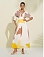 cheap Print Dresses-Satin Pocket Floral V Neck Maxi Dress