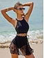 cheap One-Pieces-Lace High Neck One Piece Swimsuit
