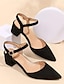 economico Sandals-Brand Block Heel Shoes Design Pointed Toe Material Faux Leather Shirt Type Pumps