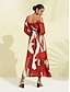 baratos Print Dresses-Geometric Off Shoulder Maxi Dress