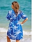economico Print Dresses-Tropical Palm Belted Knee Length Dress
