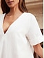 abordables Vestidos casuales-Vestido largo de verano de lino de algodón con cuello V