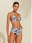 cheap Bikini-Triangle Bikini Set Plant Print Swimwear