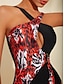 billige Sale-Floral Leopard Contrast Longline Bikini Swimsuit