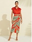 billige Skirts-Color Block Elastic Polyester Skirt