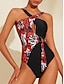 economico Sale-Leopard Floral Crossover Bikini Swimsuit