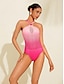 cheap One-Pieces-Gradient Lace Bandeau Swimsuit