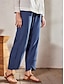 abordables Pants-Linen Splice Straight Cropped Pants