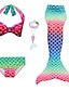 cheap Girls&#039; Swimwear-Kids Girls&#039; Five Piece Swimwear Bikini Swimsuit Monofin Swimwear Sleeveless Rainbow Tie Dye Purple Cute Beach Swimming Bathing Suits 3-10 Years / Summer
