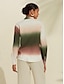 billige Sale-Kvinders Casual Skjorte med Ombre Design og Lange Ærmer