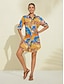 abordables Vestidos Mini-Coastal Map Print Button Front Shirt Dress