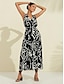 billige Print Dresses-Graphic Print V Neck Maxi Dress