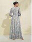 economico Print Dresses-Paisley Print Chiffon Elastic Waist Maxi Dress