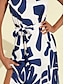 baratos Print Dresses-Vestido Casual Feminino Floral Solto para Verão