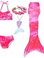 billige Badetøj til piger-børn piger bikini 5stk badedragt havfrue hale badetøj cosplay regnbue halter print lilla rødmende lyserød fest kostumer prinsesse badedragter