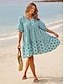 billige Sale-Brand Geometric Design Flounced Material V Neck Knee Length Dress