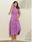 billige Uformelle kjoler-Chiffon Sleeveless Pleated Midi Dress