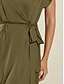 cheap Casual Dresses-Solid Office Midi Dress