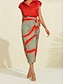 billige Skirts-Polyester Spandex Color Block Skirt