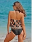 preiswerte Tankini-Tropical Drawstring Halter Tankini Swimsuit