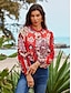 billige Tops &amp; Blouses-Kvinders Skjorte Bluse Grafisk Etnisk Arbejde Ferie  Rød Vintage Mode V hals Overgang