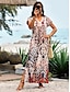 cheap Super Sale-Women&#039;s Casual Dress Abstract Marble Print Split Print Crew Neck Maxi long Dress Boho Vacation Short Sleeve Summer Beach
