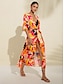 abordables Cover-Ups-Floral V Neck Loose Beach Dress