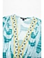 billige Print Dresses-Resort Wear V Neck Puff Sleeve Midi Dress
