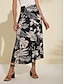 billige Skirts-Floral Print Satin Side Slit Midi Skirt