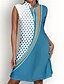 abordables vestidos con cremallera-Vestido de Golf Mujer Azul Protección Solar Sin Mangas Outfit Tenis Lunares Ropa Apparel