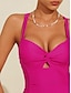cheap One-Pieces-Hand-knitted Shoulder Straps Twisted One Piece Swimdress
