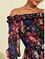 abordables Blouses-Blusa Elegante para Mujer con Estampado Floral y Manga Farol