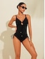 billige One-pieces-Triangle V Neck Drawstring Swimsuit