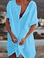 abordables Super Sale-vestido casual de mujer vestido de camisa vestido de lino de algodón mini vestido azul púrpura rosa manga corta color puro primavera verano cuello en v playa básico diario fin de semana suelto ajuste lino s m l xl xxl 3xl