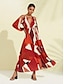 billige Print Dresses-Geometric Chiffon Off Shoulder Maxi Dress