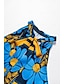 cheap Blouses-Satin Geometric Flower Tie Neck Blouse