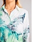 billige Tops &amp; Blouses-Dame Skjorte Bluse Grafisk Abstrakt Afslappet Daglig Knap Trykt mønster Blå Langærmet Elegant Mode Basale Krave Forår Efterår