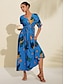 cheap Print Dresses-Chiffon Fruit Print V Neck Midi Dress