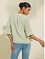 abordables Blouses-Solid Lawn Mesh Sleeve Peplum Shirt