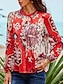 billige Tops &amp; Blouses-Kvinders Skjorte Bluse Grafisk Etnisk Arbejde Ferie  Rød Vintage Mode V hals Overgang