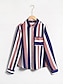 cheap Sale-Satin Stripe Bishop Sleeve Lapel Shirt