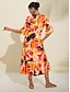 economico Cover-Ups-Floral V Neck Beach Dress Swimwear